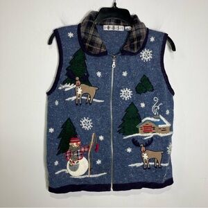 OHI vintage ugly Christmas sweater vest winter rabbit hair‎ women’s size medium